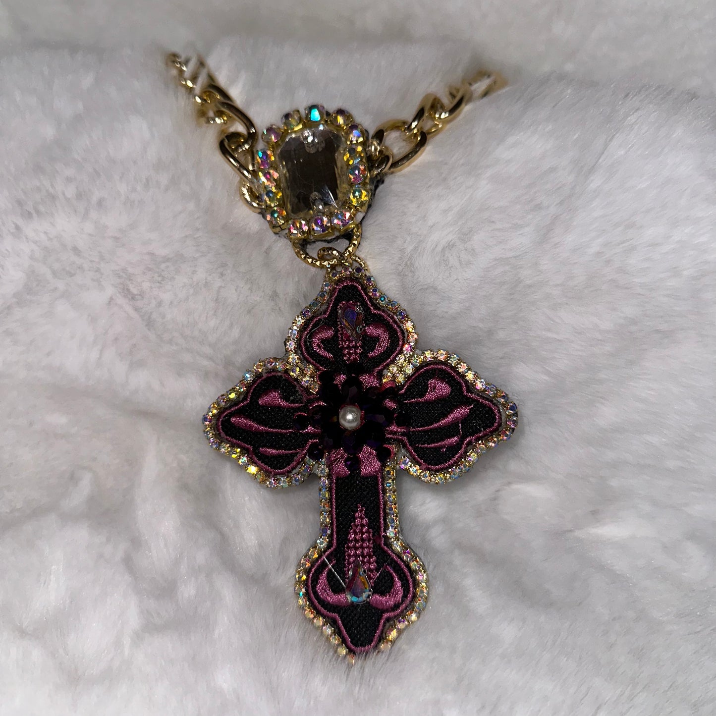 Embroidery Cross Necklace Set