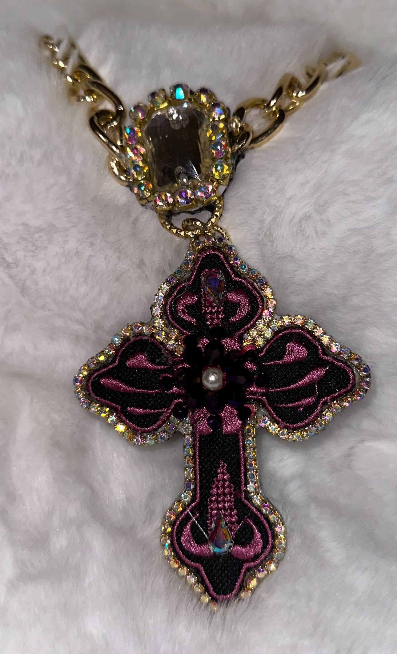 Embroidery Cross Necklace Set