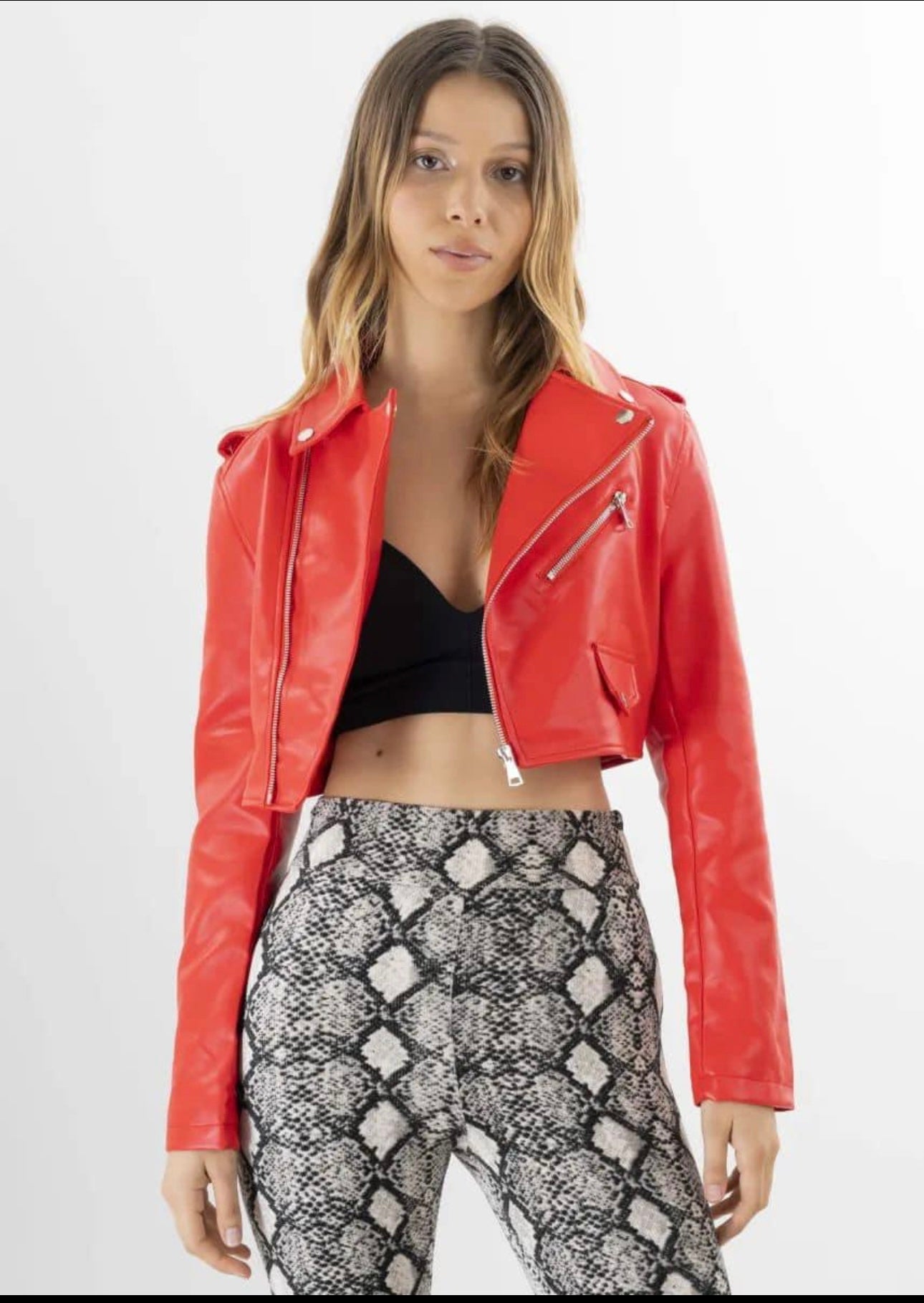Red Leather Faux Jacket