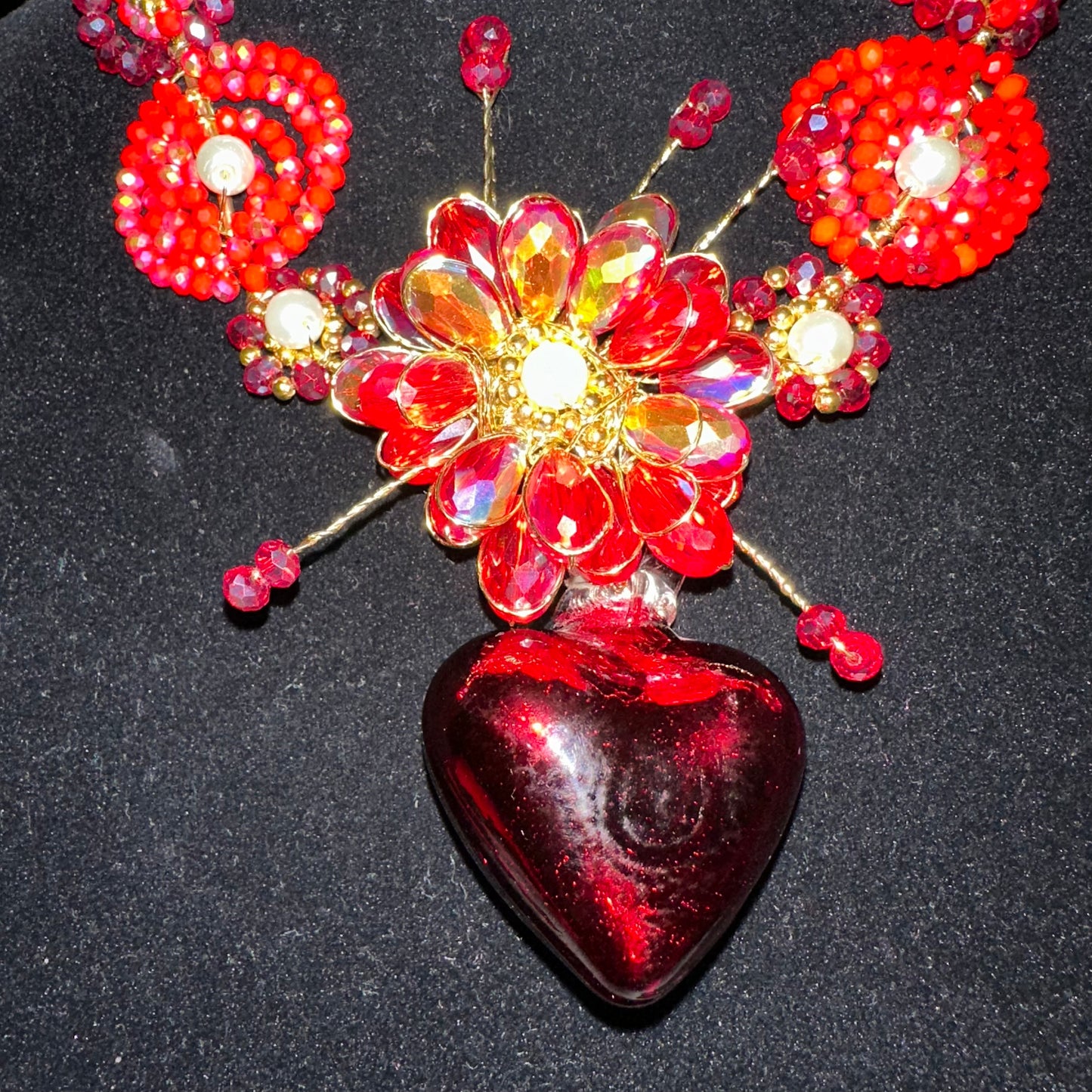Glass red heart Necklace