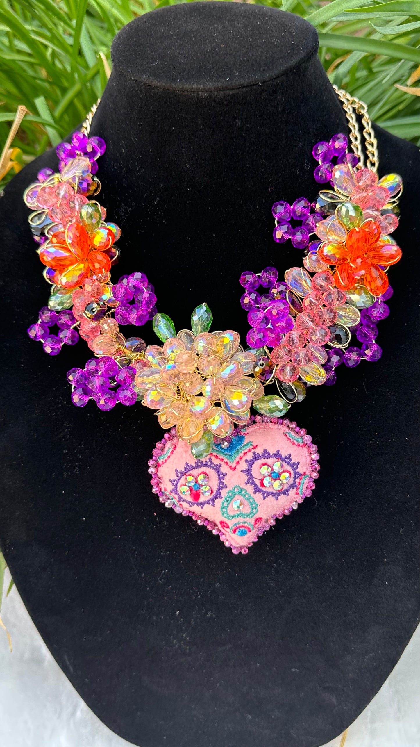 Pink Pillow Heart Necklace