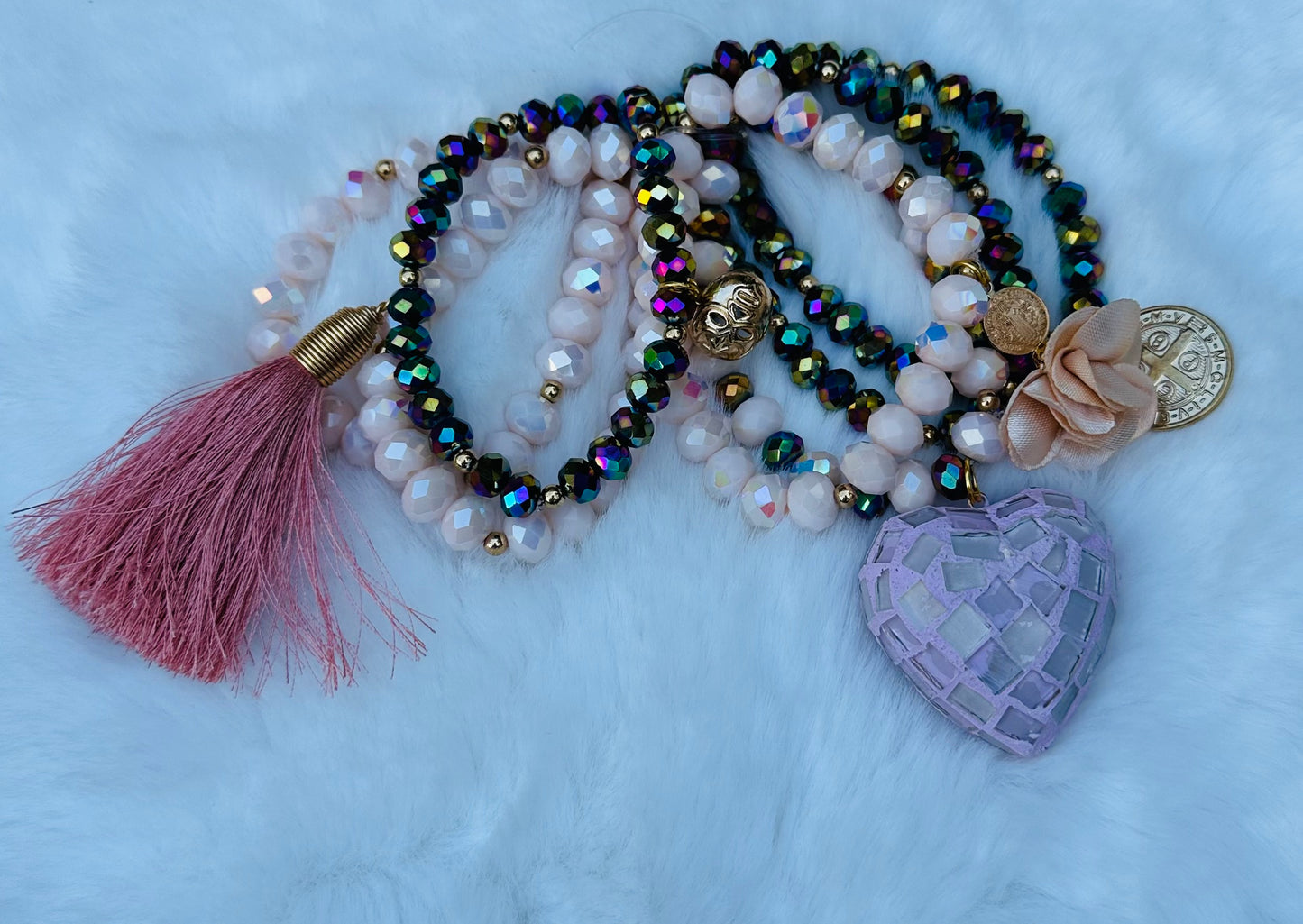 Corazon Vitral Semanario Bracelet Set