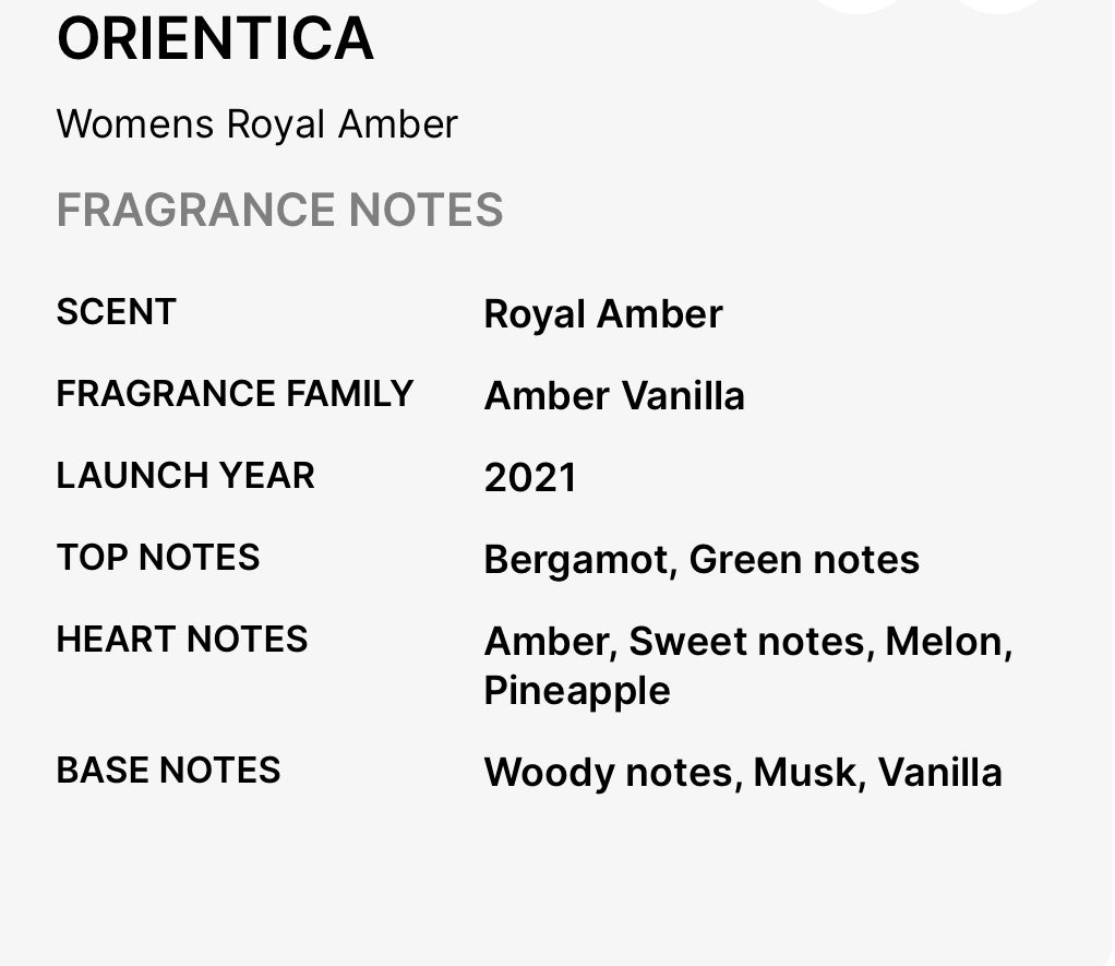 ORIENTICA
Ladies Royal Amber Gift Set Fragrances