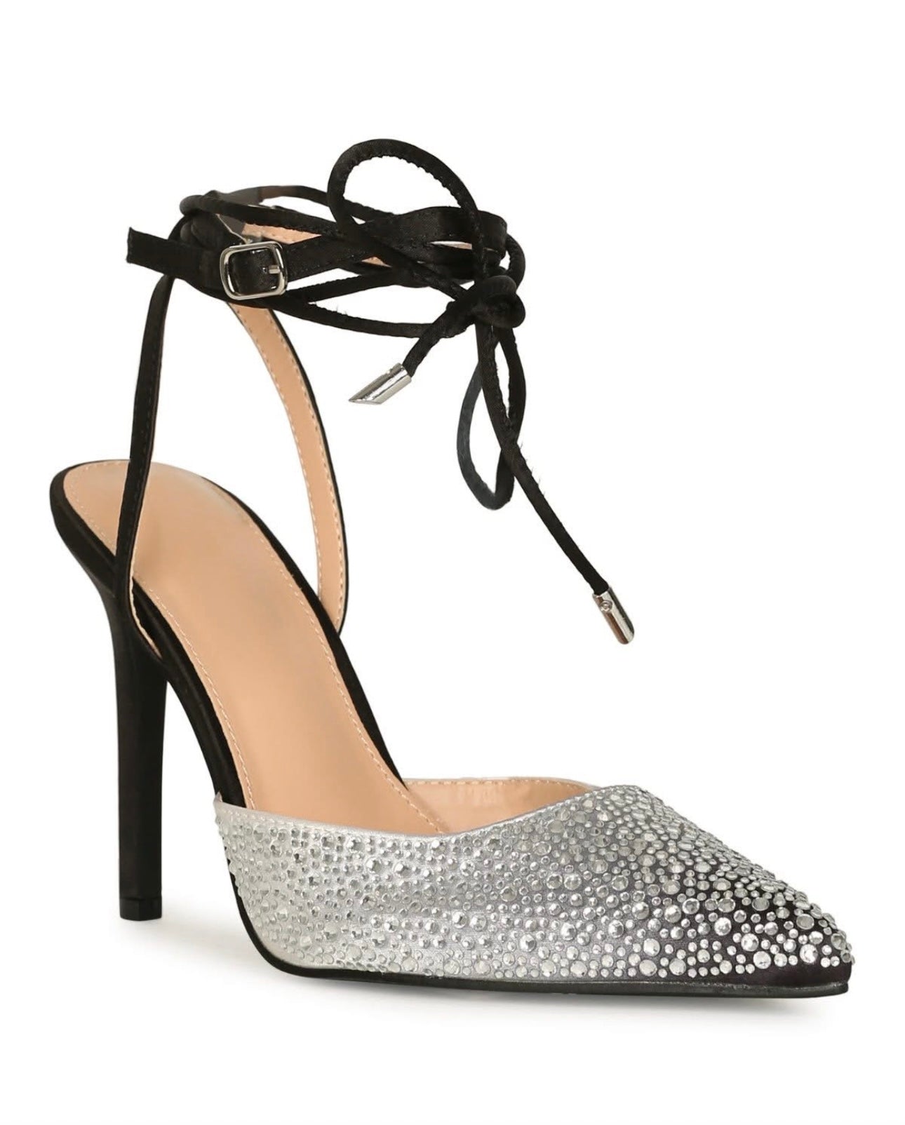 Black/White Rhinestones Heels