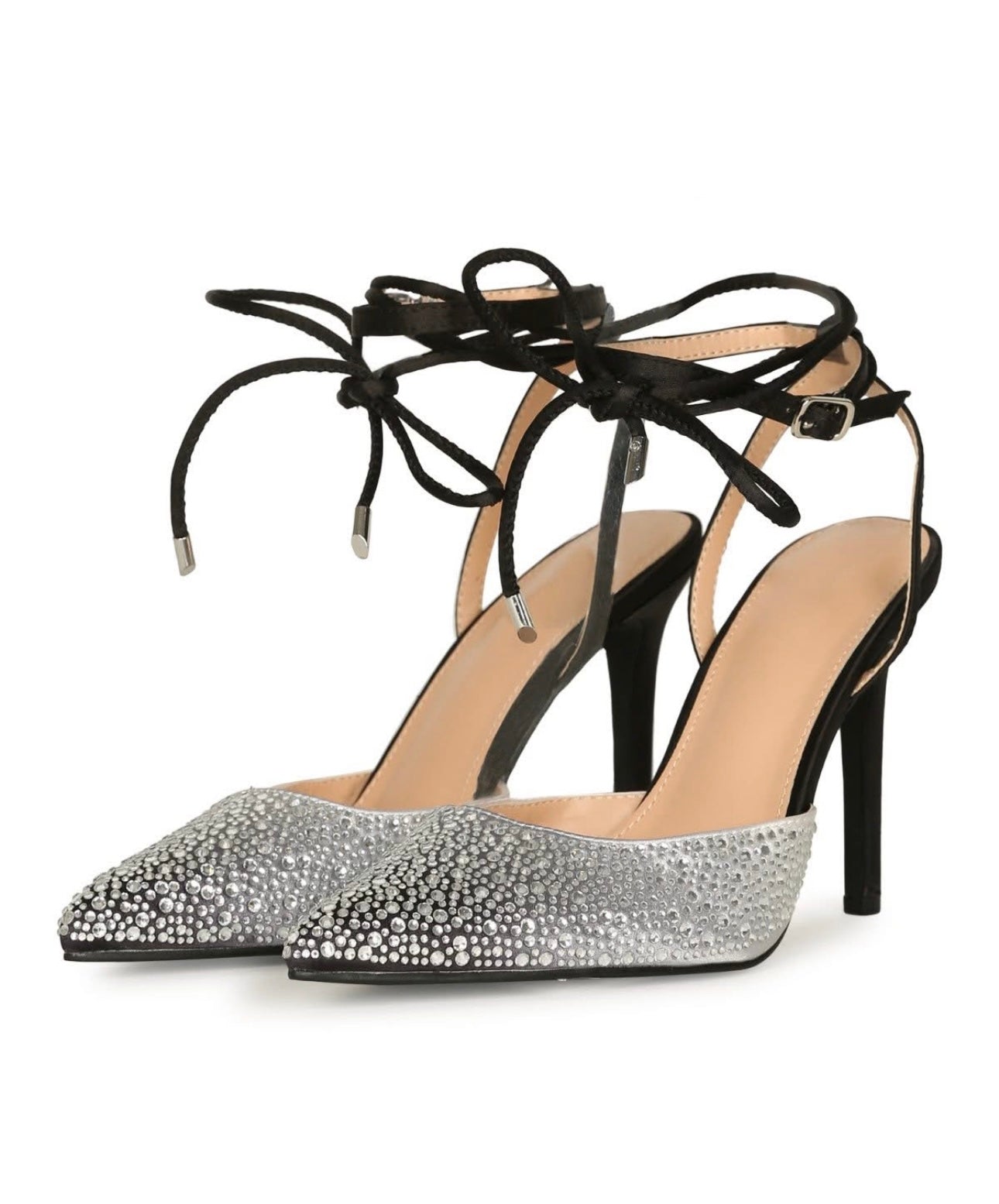 Black/White Rhinestones Heels