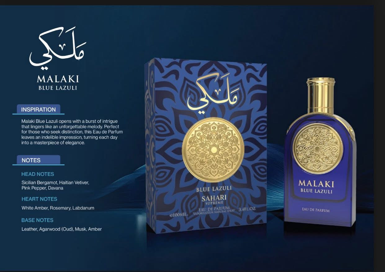 Men Malaki Blue Lazuli By Sahari Eau De Parfum 3.4 FL OZ 100ml Spray