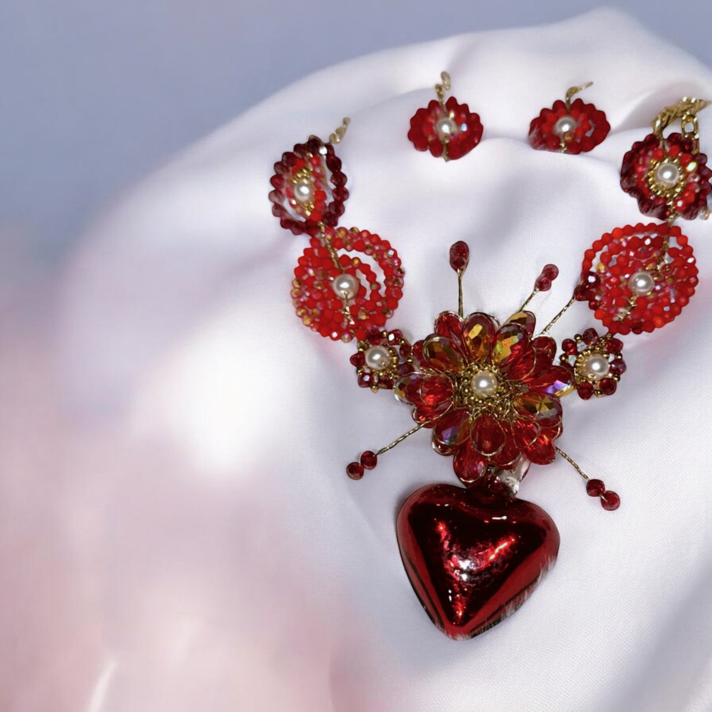 Glass red heart Necklace