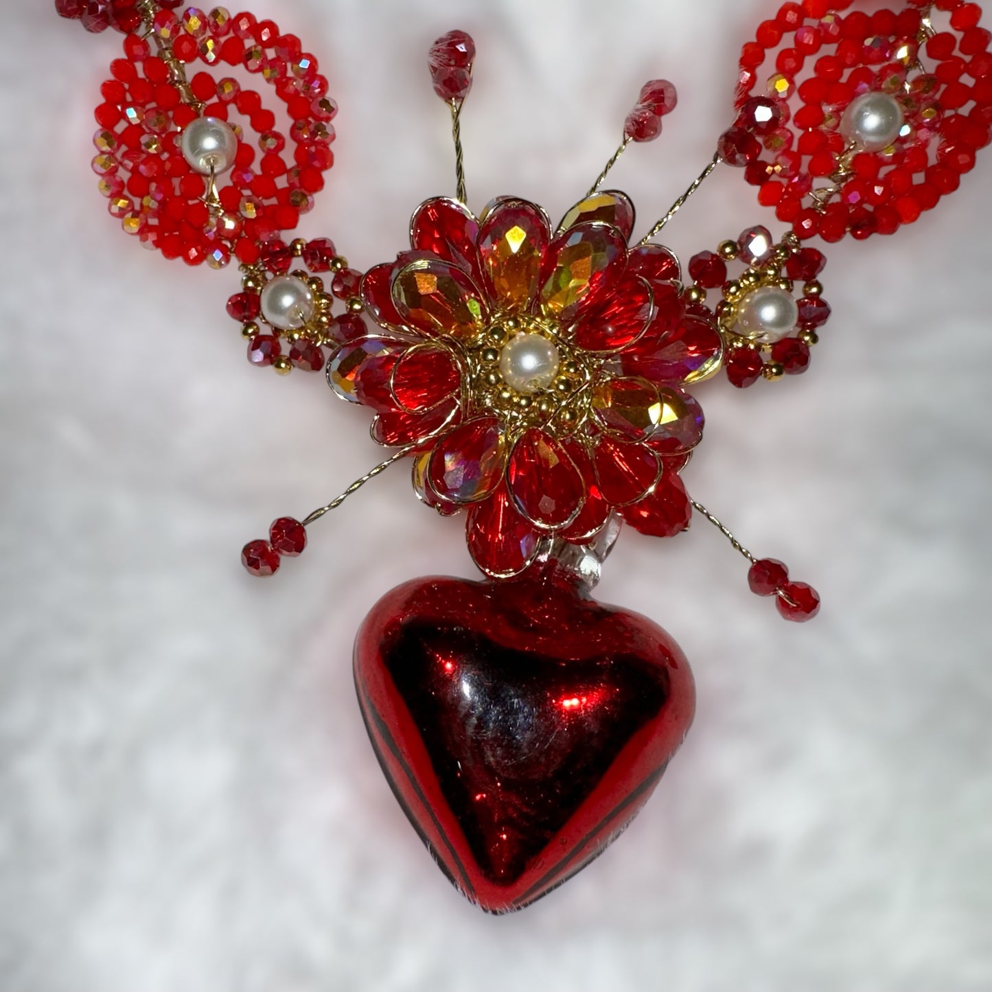 Glass red heart Necklace