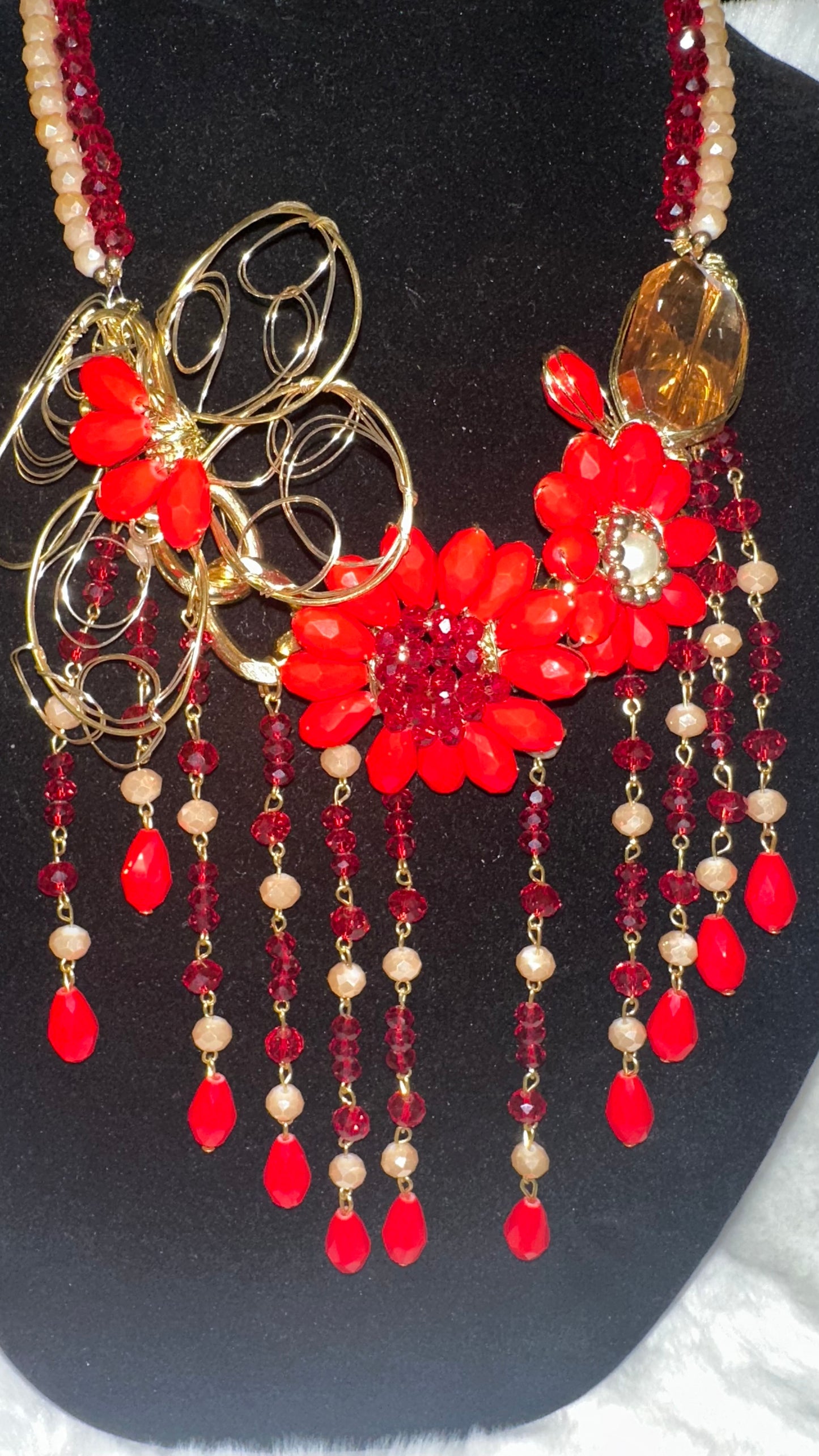 Red/Gold Alambrismo necklace