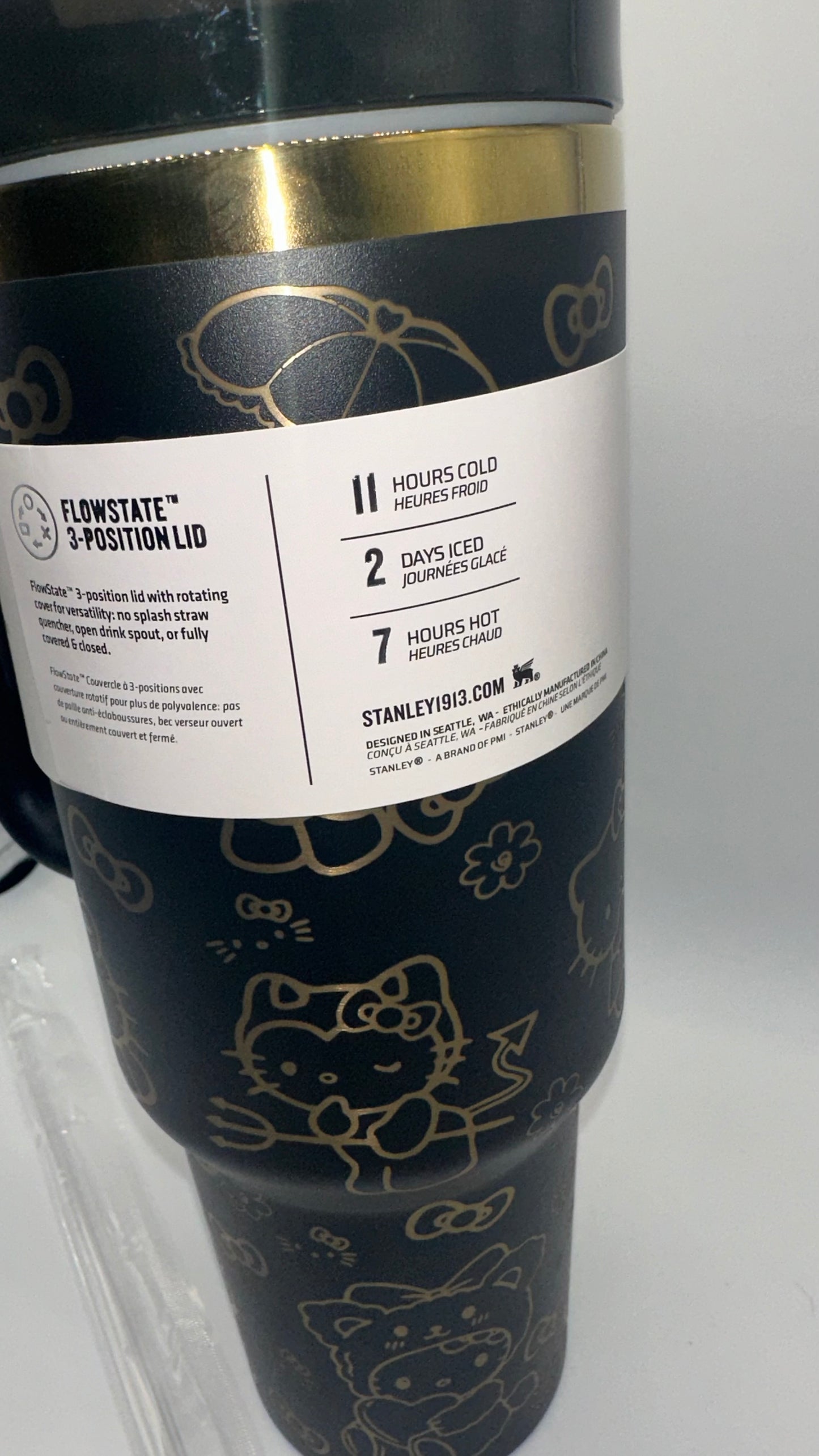 Black/Gold Hello Kitty Tumbler