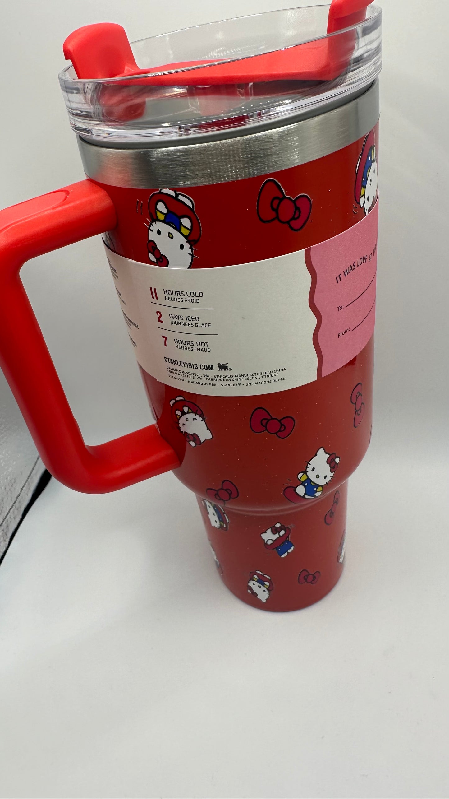 Red w/ sparkles Hello Kitty Tumber