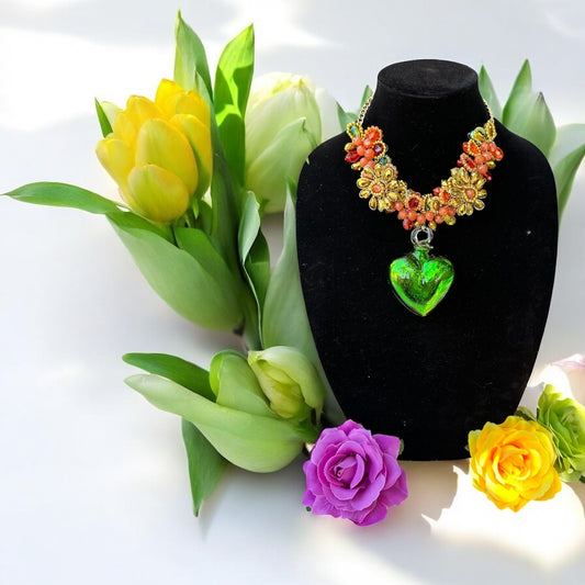 Green Corazon Vitral Necklace