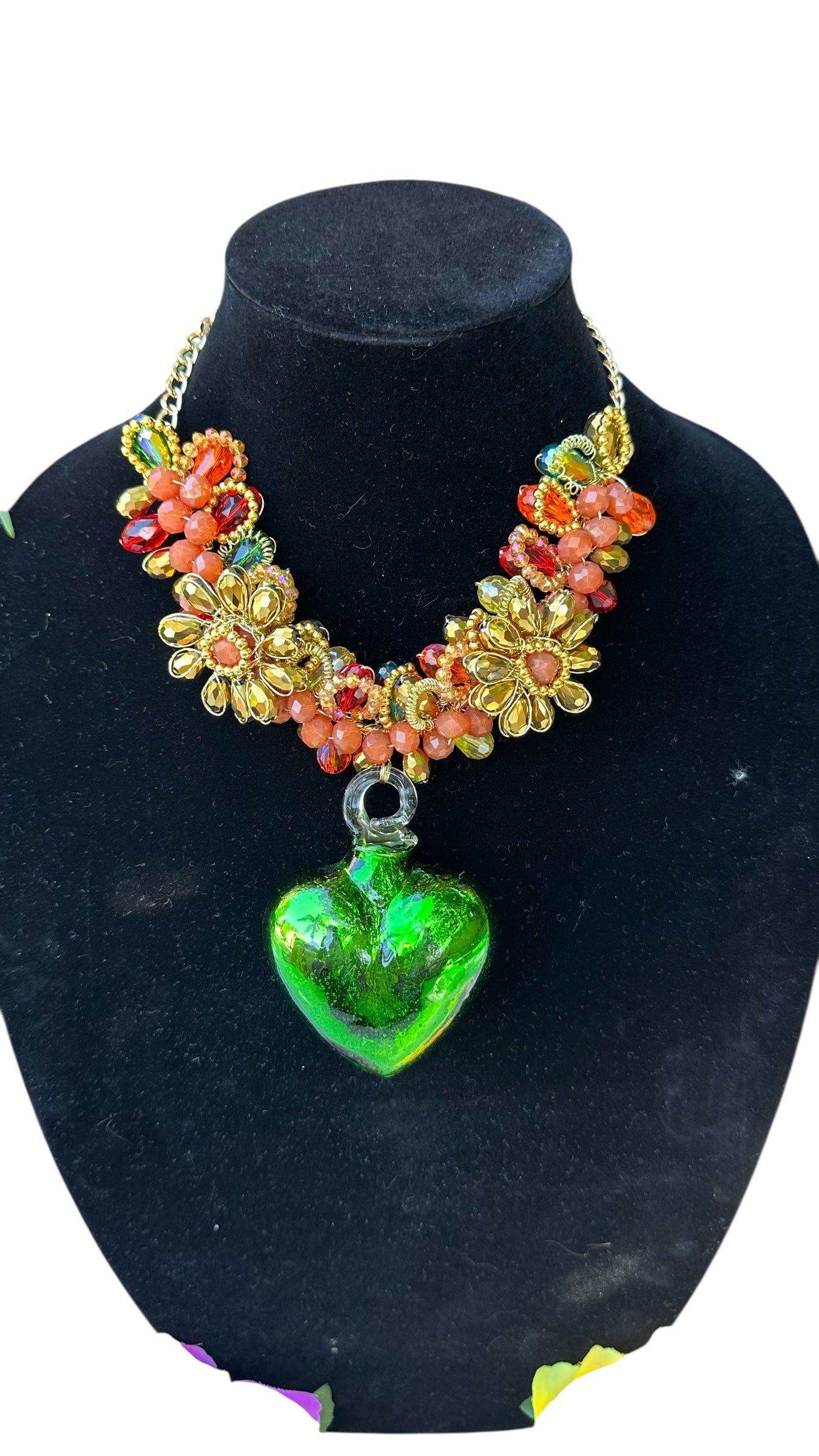 Green Corazon Vitral Necklace