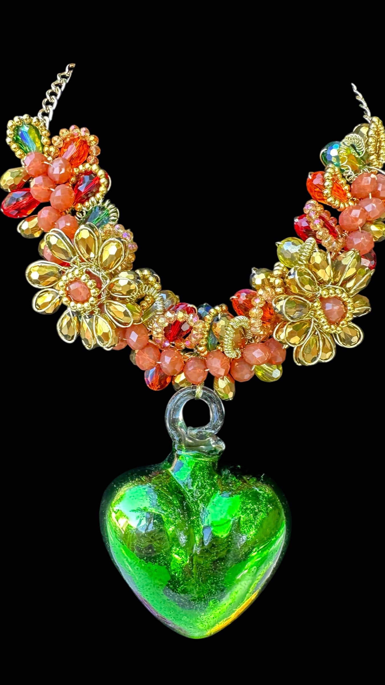 Green Corazon Vitral Necklace
