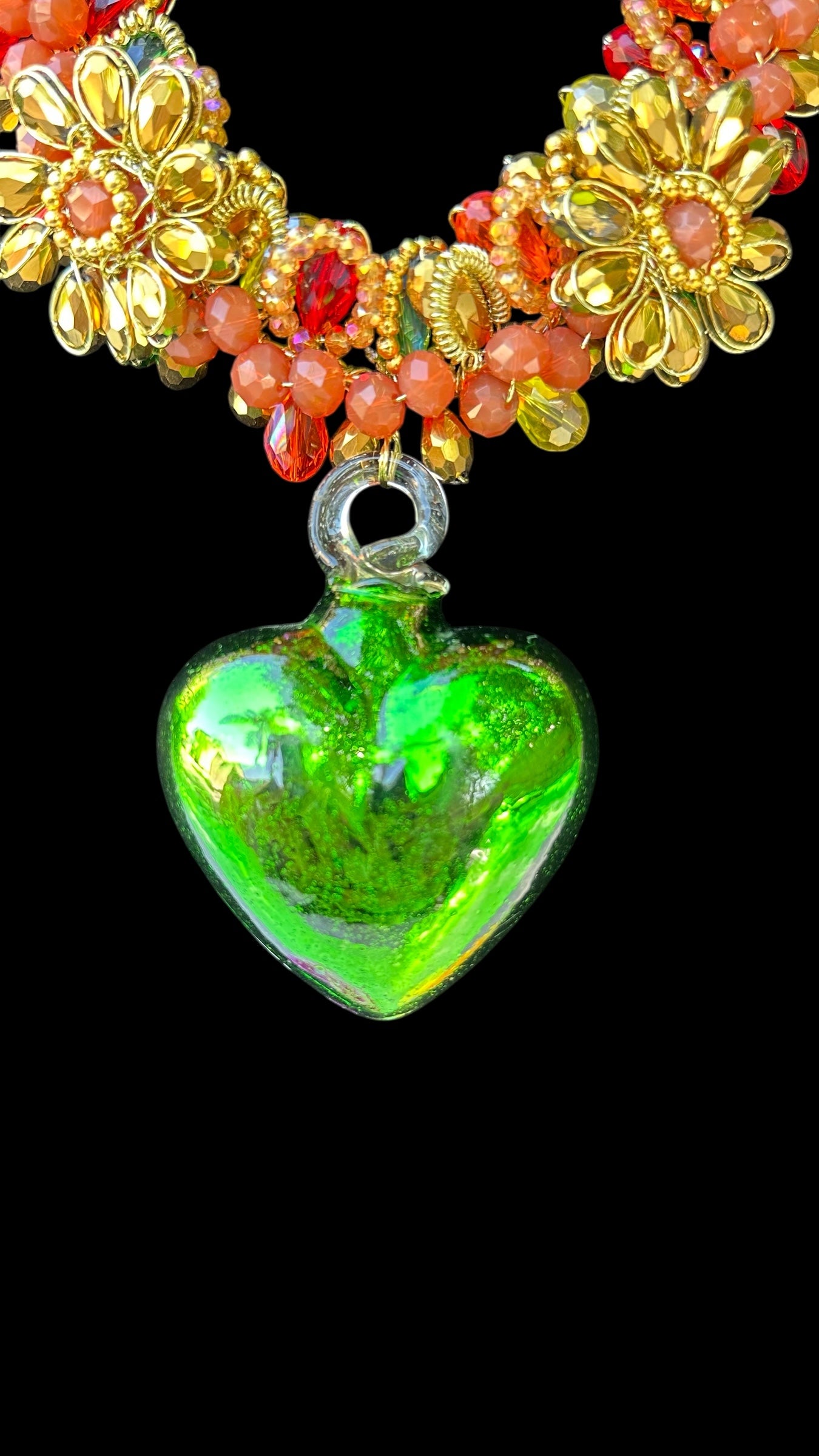 Green Corazon Vitral Necklace