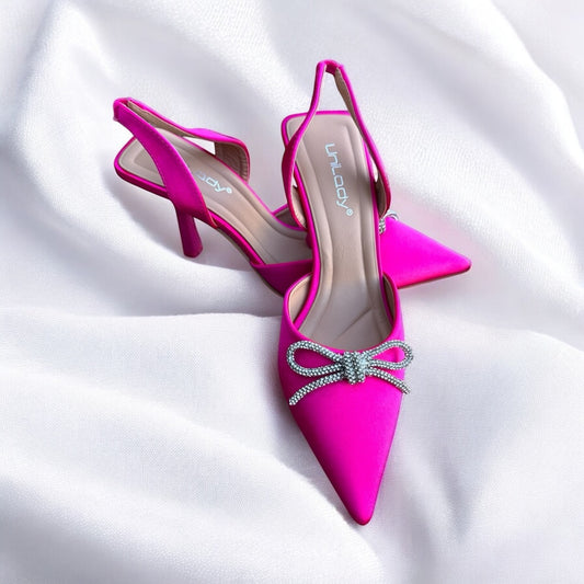Hot Pink Rhinestone bow Heels