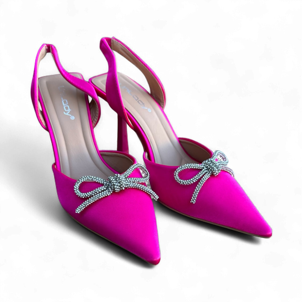 Hot Pink Rhinestone bow Heels