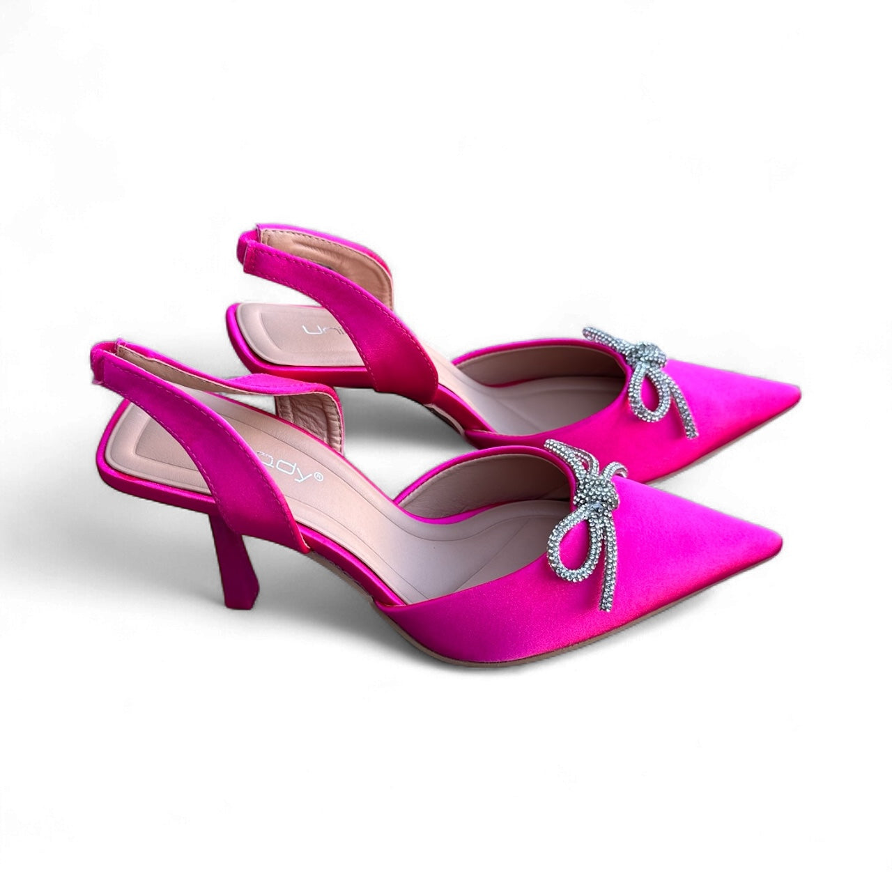 Hot Pink Rhinestone bow Heels