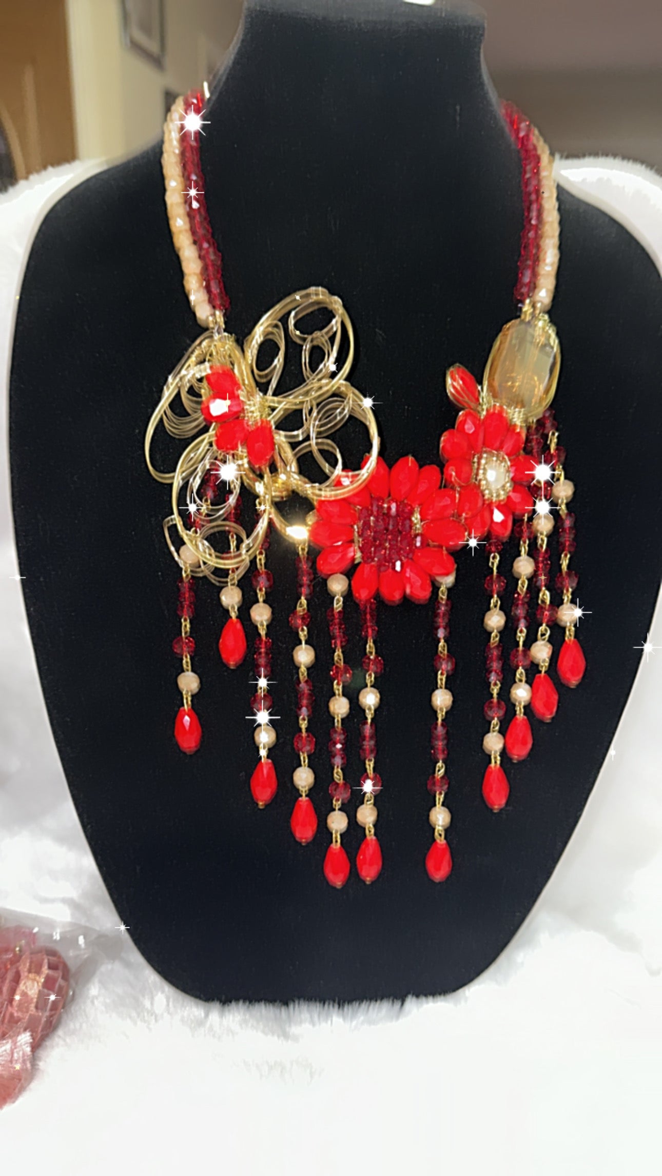 Red/Gold Alambrismo necklace
