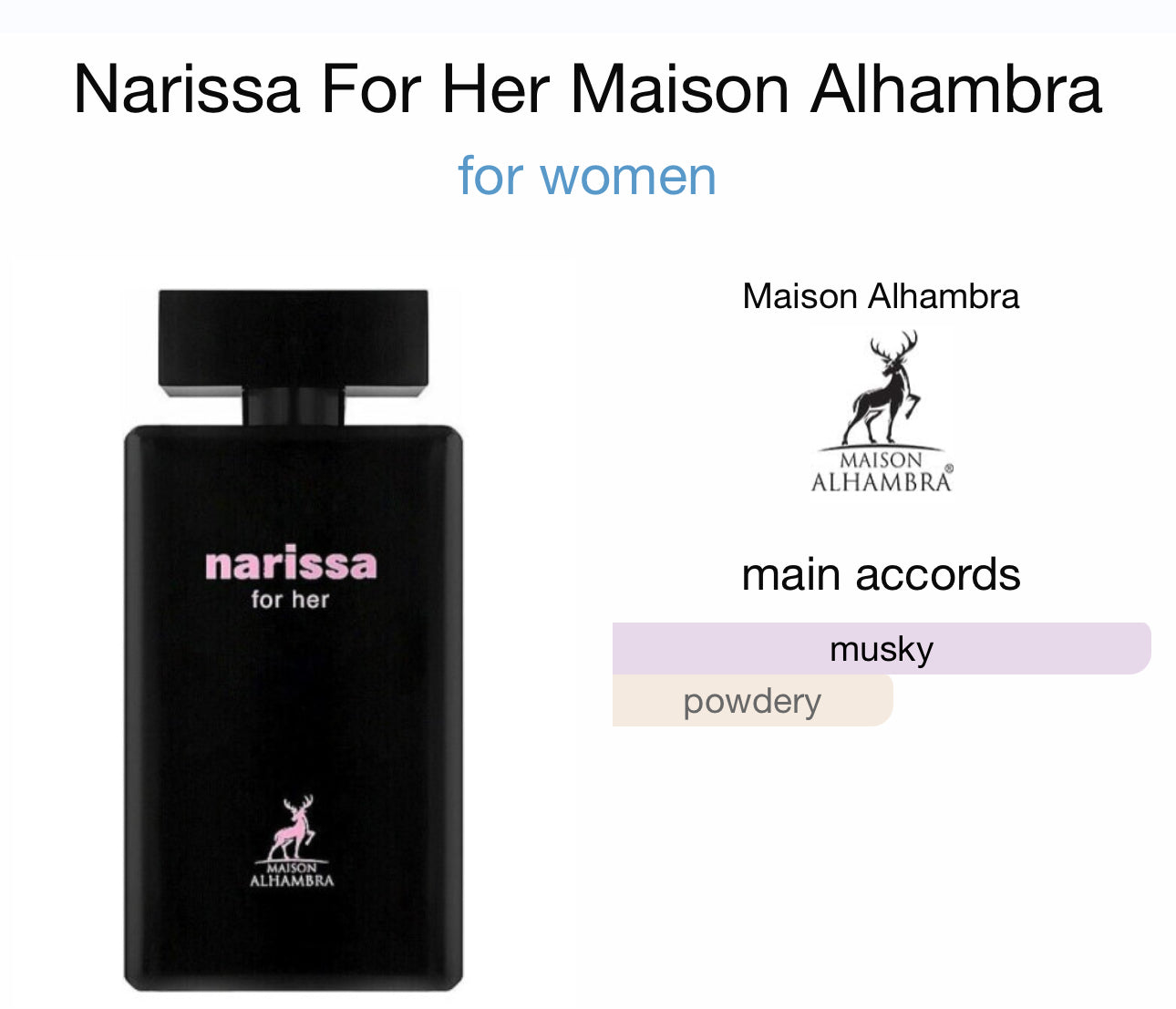 Narissa For Her EDP Perfume By Maison Alhambra 3.4oz
100 ML