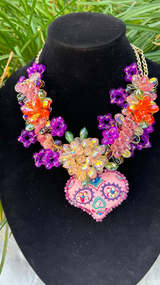 Pink Pillow Heart Necklace
