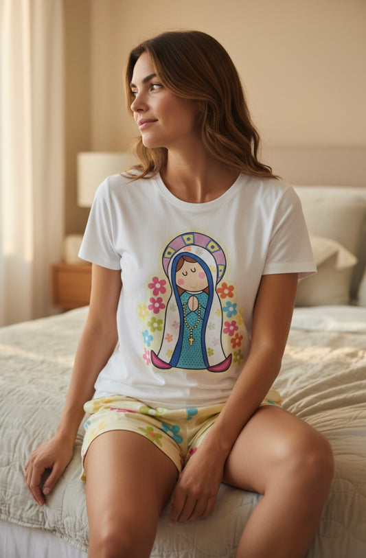 Virgencita y Flores Pijama
