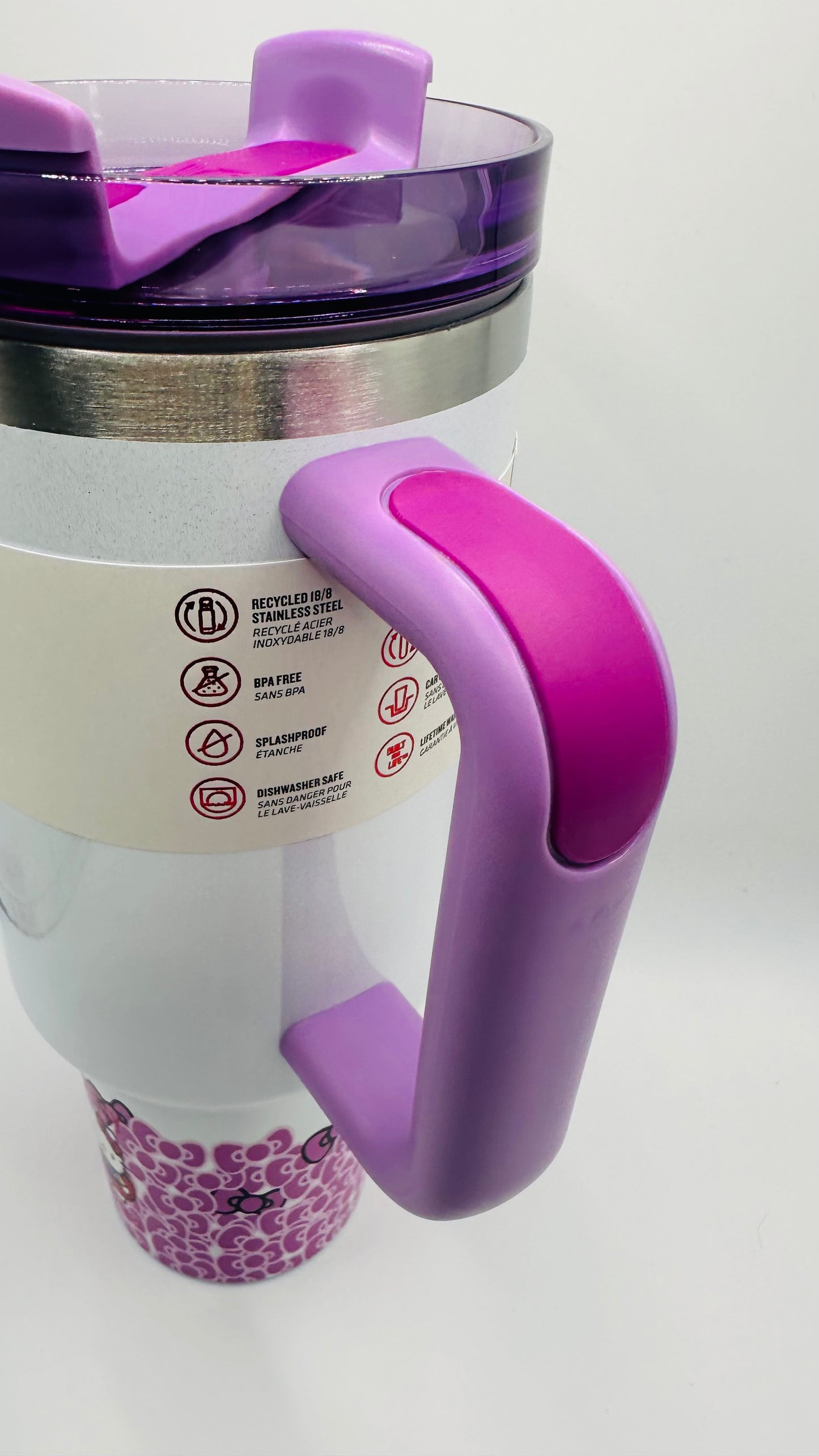 Purple/White Chrome Hello Kitty Tumbler