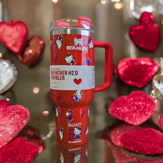 Red w/ sparkles Hello Kitty Tumber
