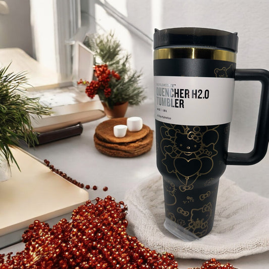 Black/Gold Hello Kitty Tumbler